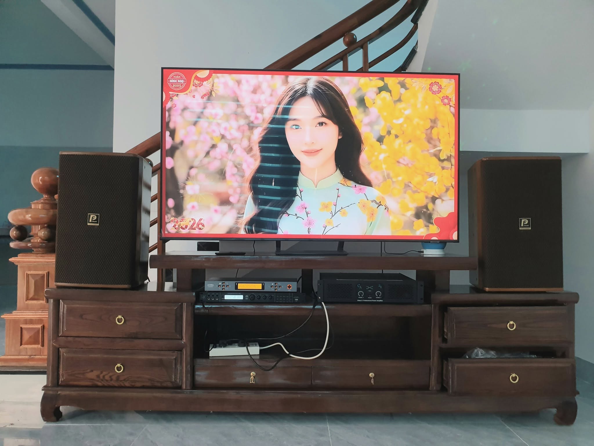 Dàn karaoke lắp đặt thực tế tại nhà khách - Tú Audio